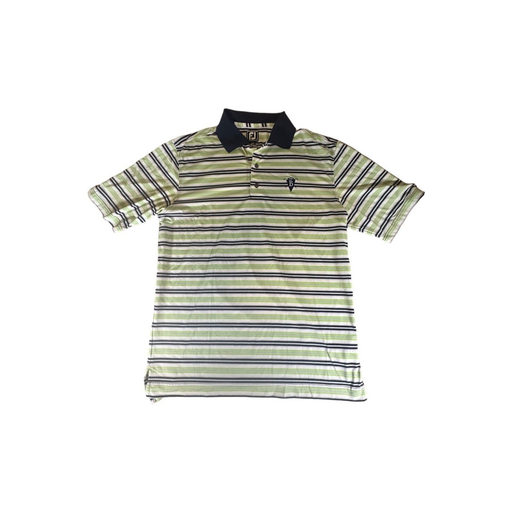Footjoy Shirt Adult Large Green Athletic Fit Striped Stretch Performance Mens